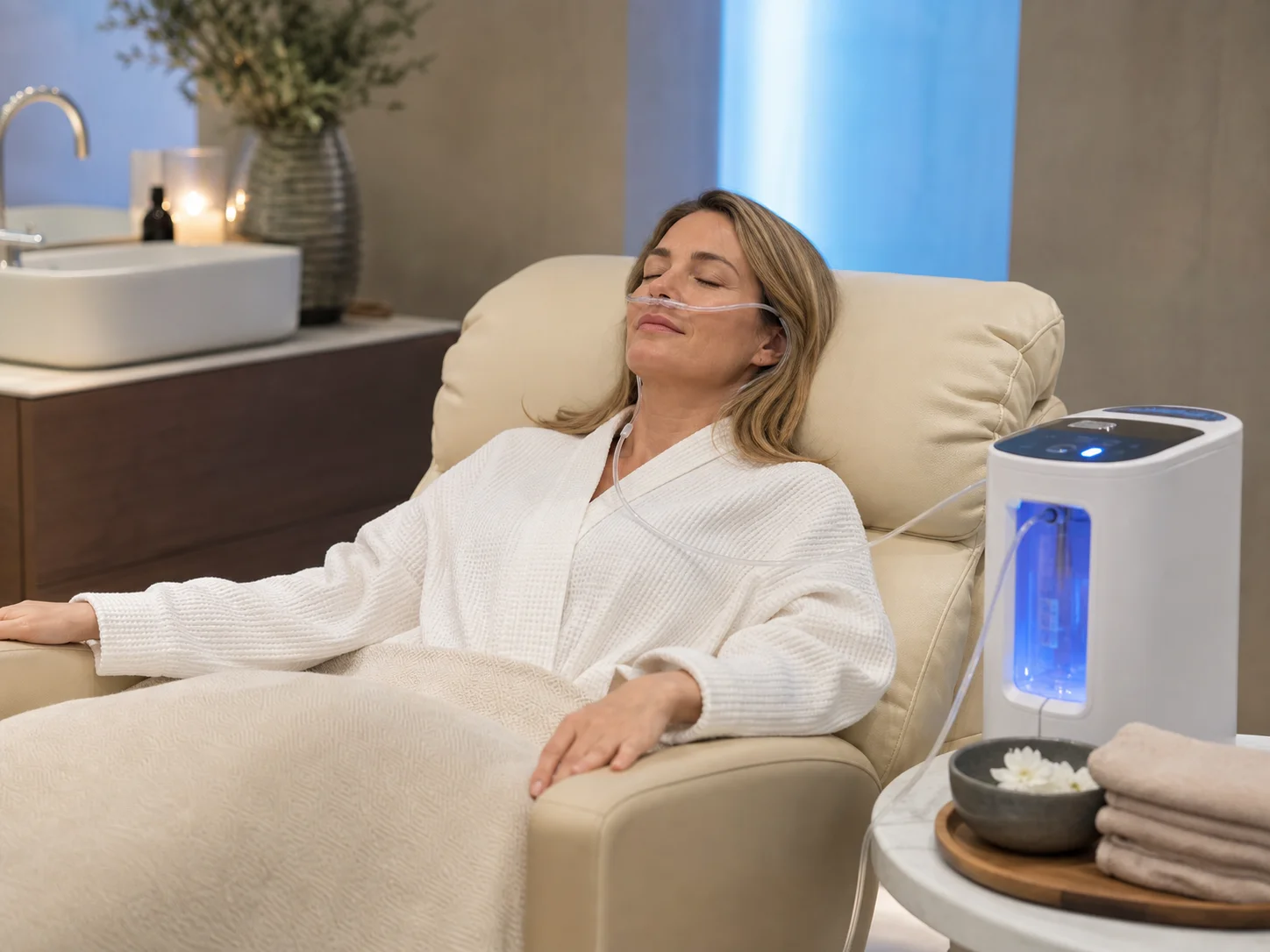 Sesja inhalacji wodorem w strefie SPA i wellness